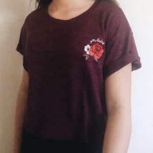 maroon shirt